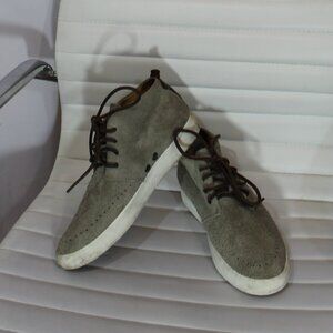 Rag and Bone men suede gray brown leather laces high top sneakers size 41 / US 8